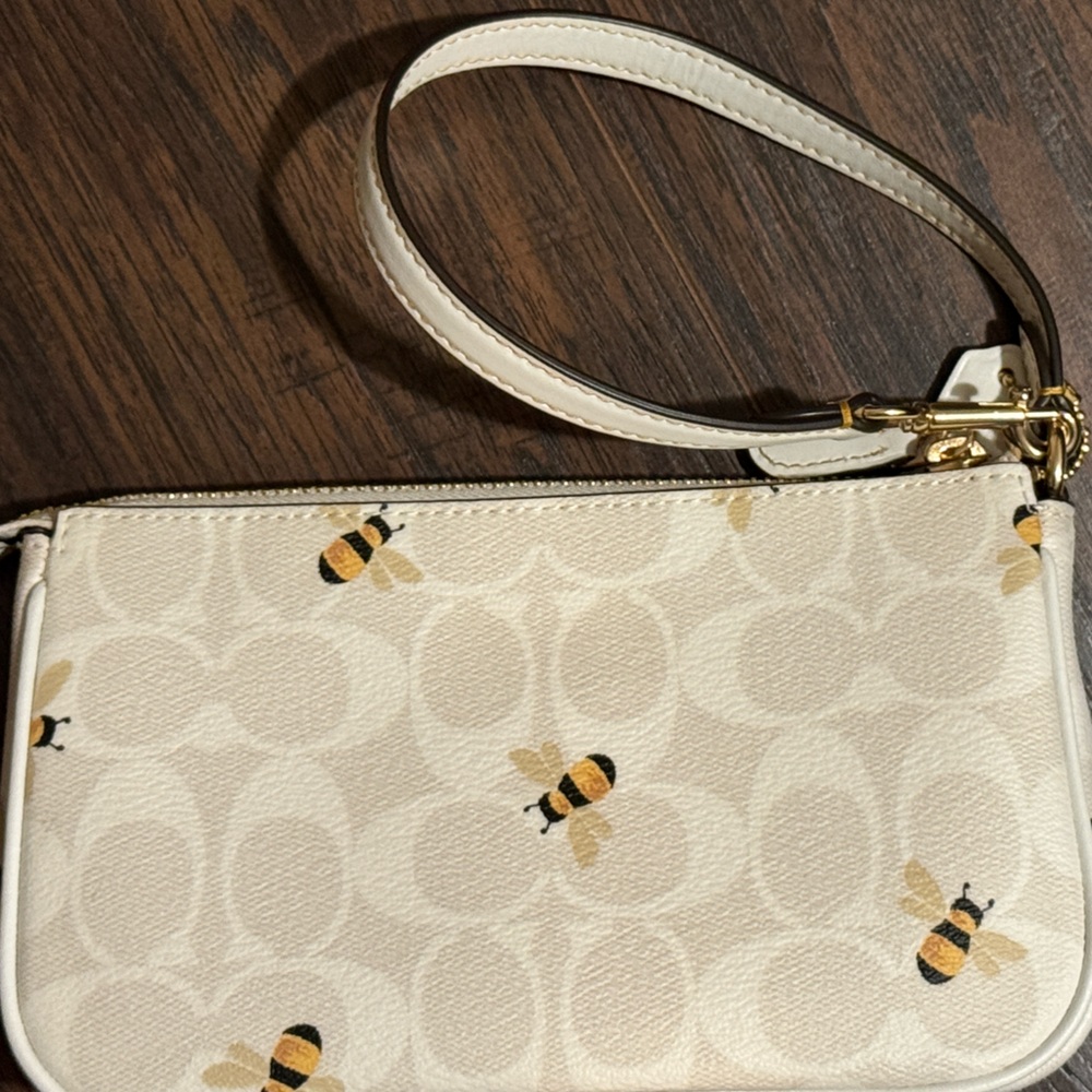 Coach Nolita 19 Purse - Signature Canvas With Bee Print (gold & glacier white) - Picture 2 of 9